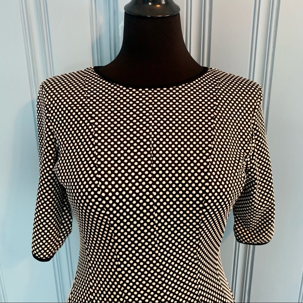 Julian Taylor Dress Black with White Polka Dots Short Sleeve Full Skirt -Size 8 - Picture 2 of 13